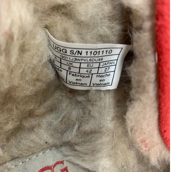 UGG Australia Men's Ascot Slippers Samba Red 1101110 Shoe Sheepskin Suede‎ SZ 9 - Picture 4 of 8